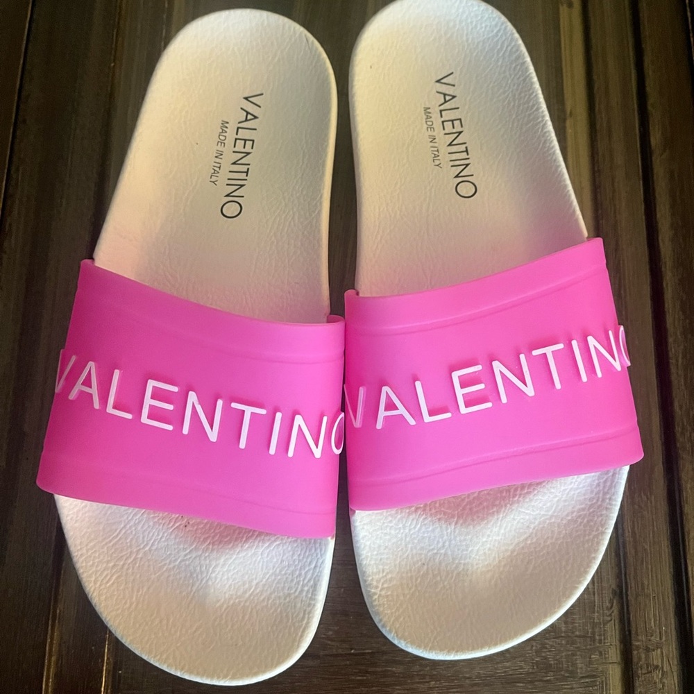 Valentino Pink and White Sandals Minimalist Design